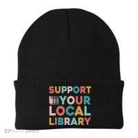 Support Your Local Library Book Lovers Librarian Retro Beanie thumb 0