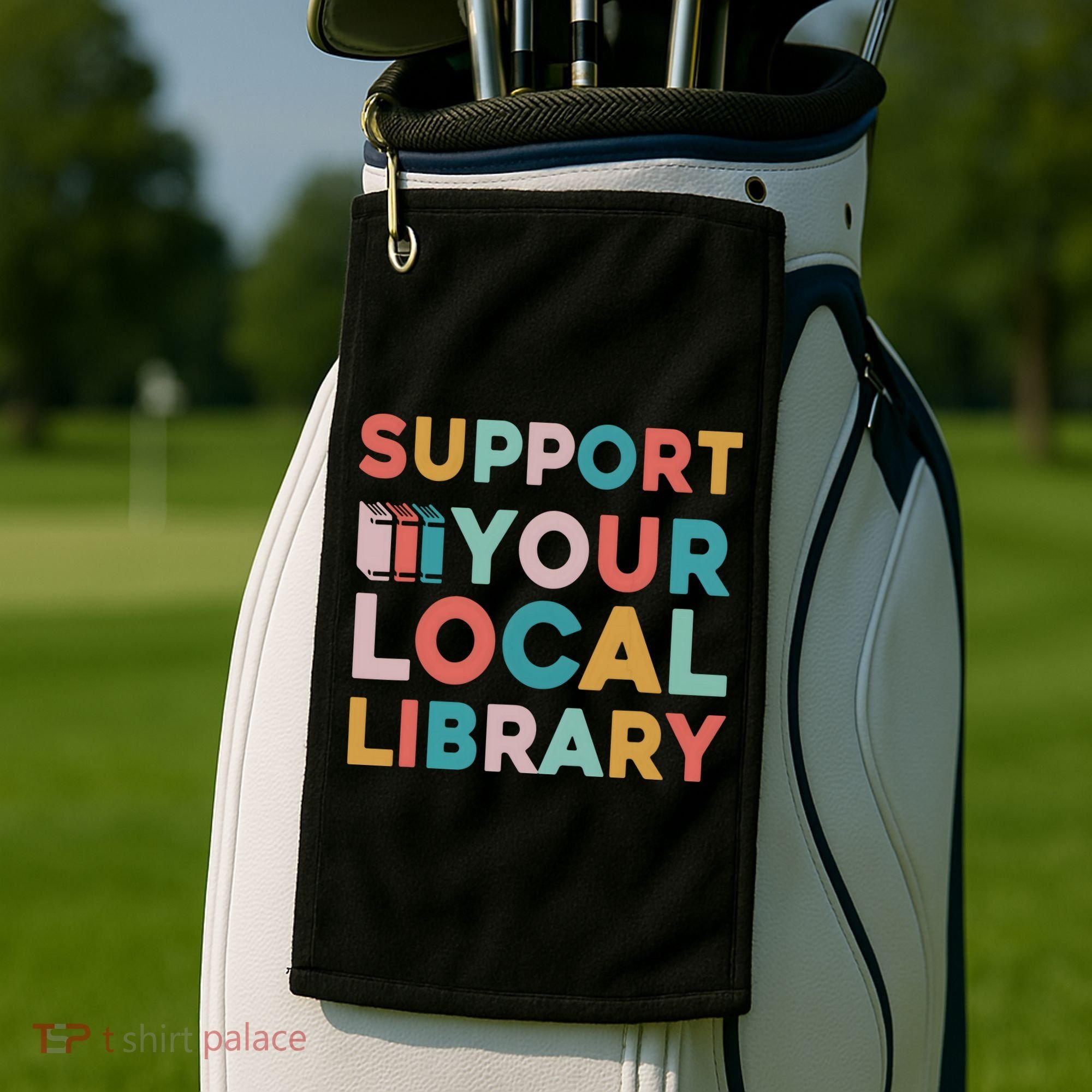Support Your Local Library Book Lovers Librarian Retro Golf Towel