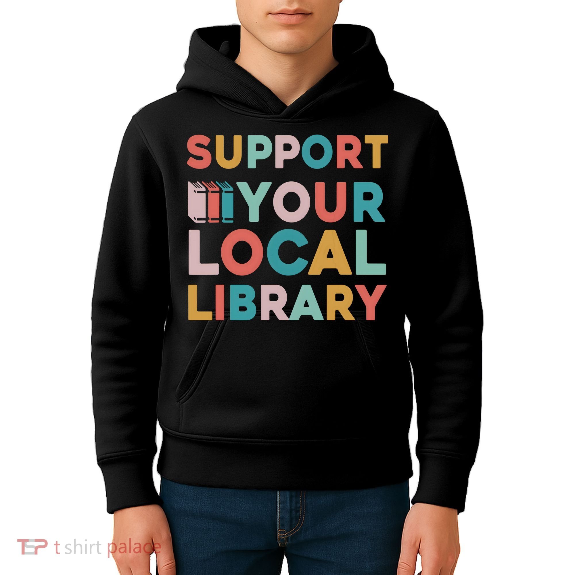 Support Your Local Library Book Lovers Librarian Retro Kids Hoodie