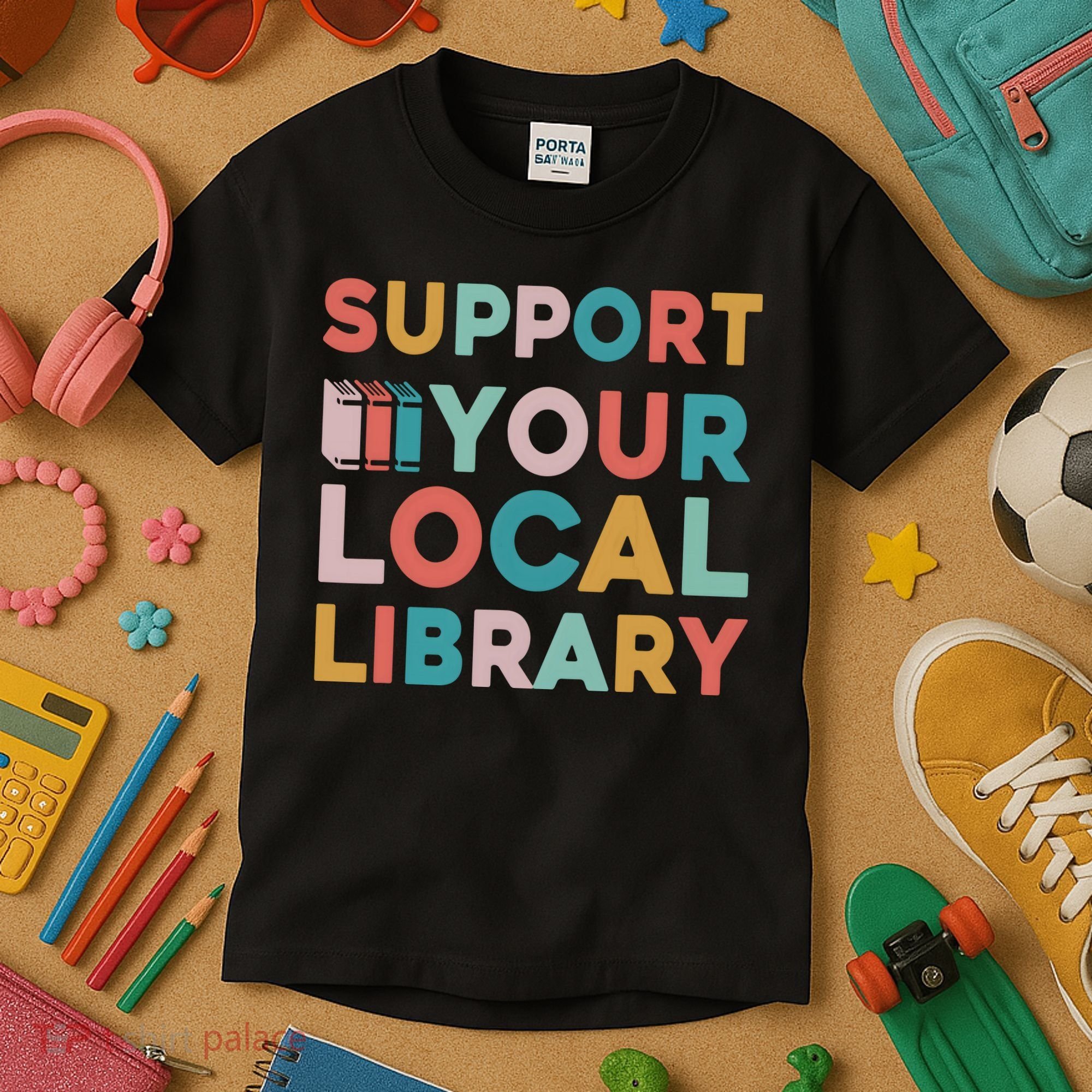 Support Your Local Library Book Lovers Librarian Retro Kids T-Shirt