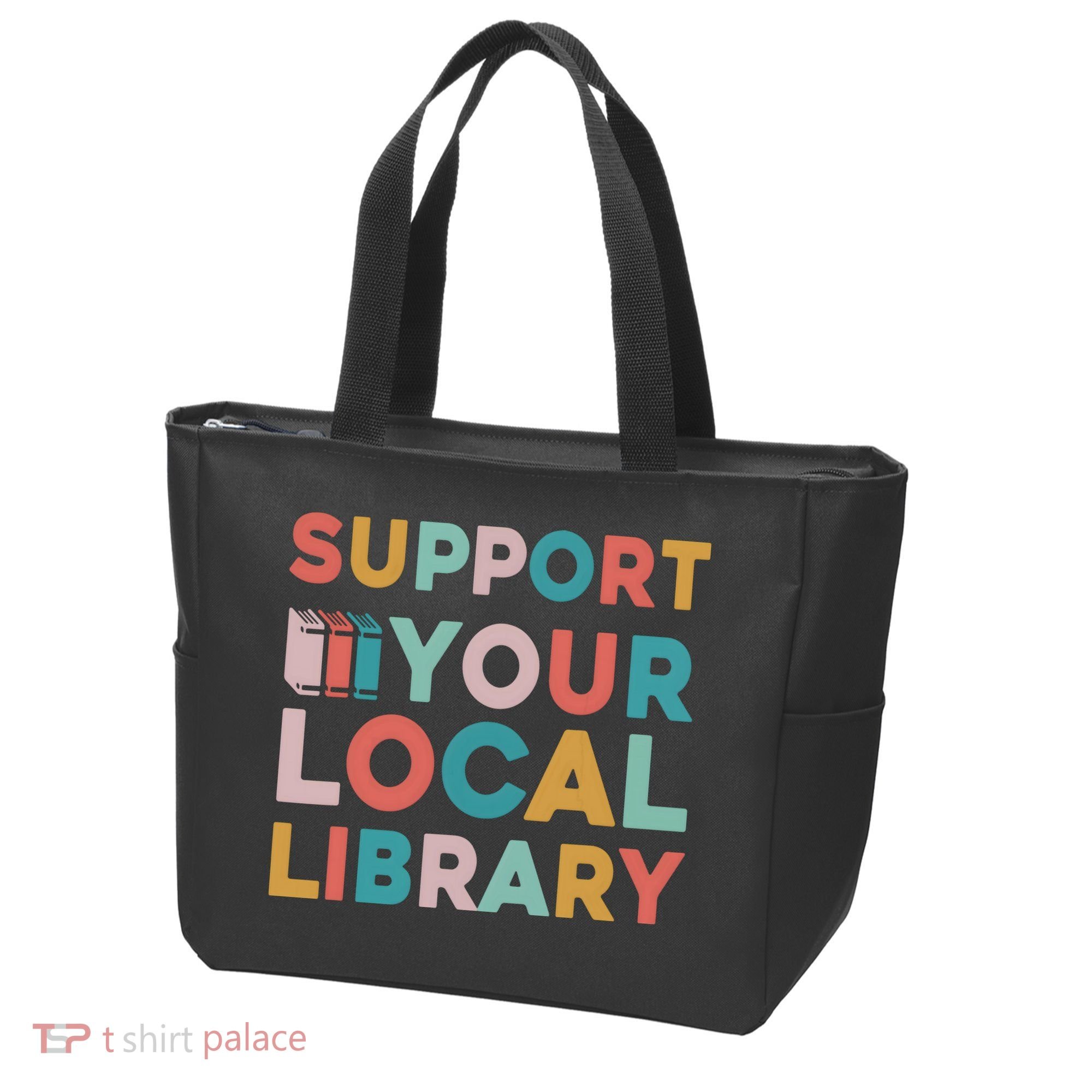 Support Your Local Library Book Lovers Librarian Retro Tote Bag