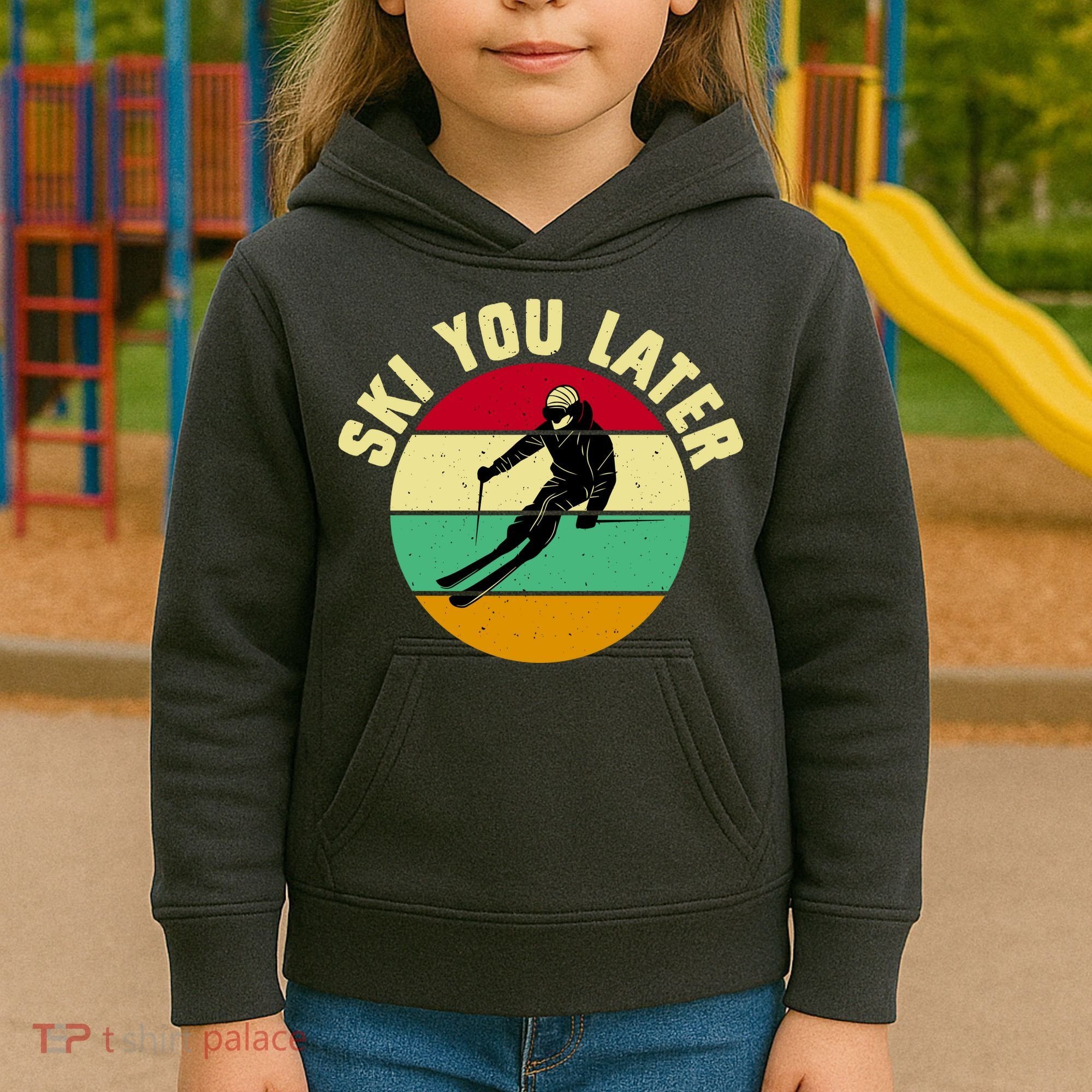 Ski You Later Funny Skiing Kids Hoodie