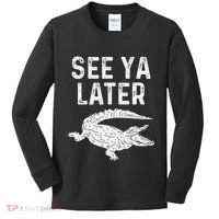 See Ya Later Alligator Funny Animal Pun Crocodile Kids Long Sleeve Shirt thumb 0