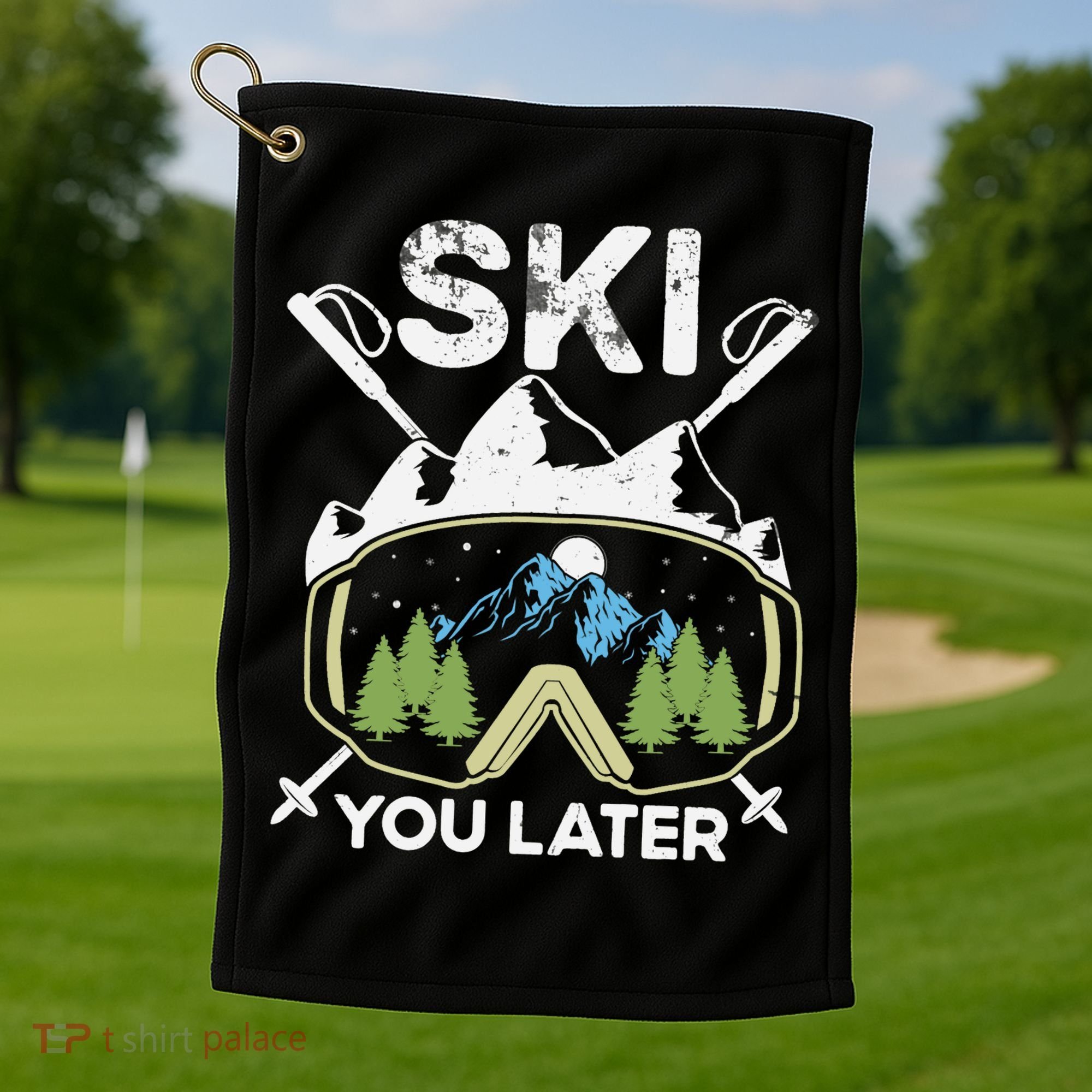 Ski You Later Winter Sport Alpine Skiing Skier Skiing Pun Premium Golf Towel