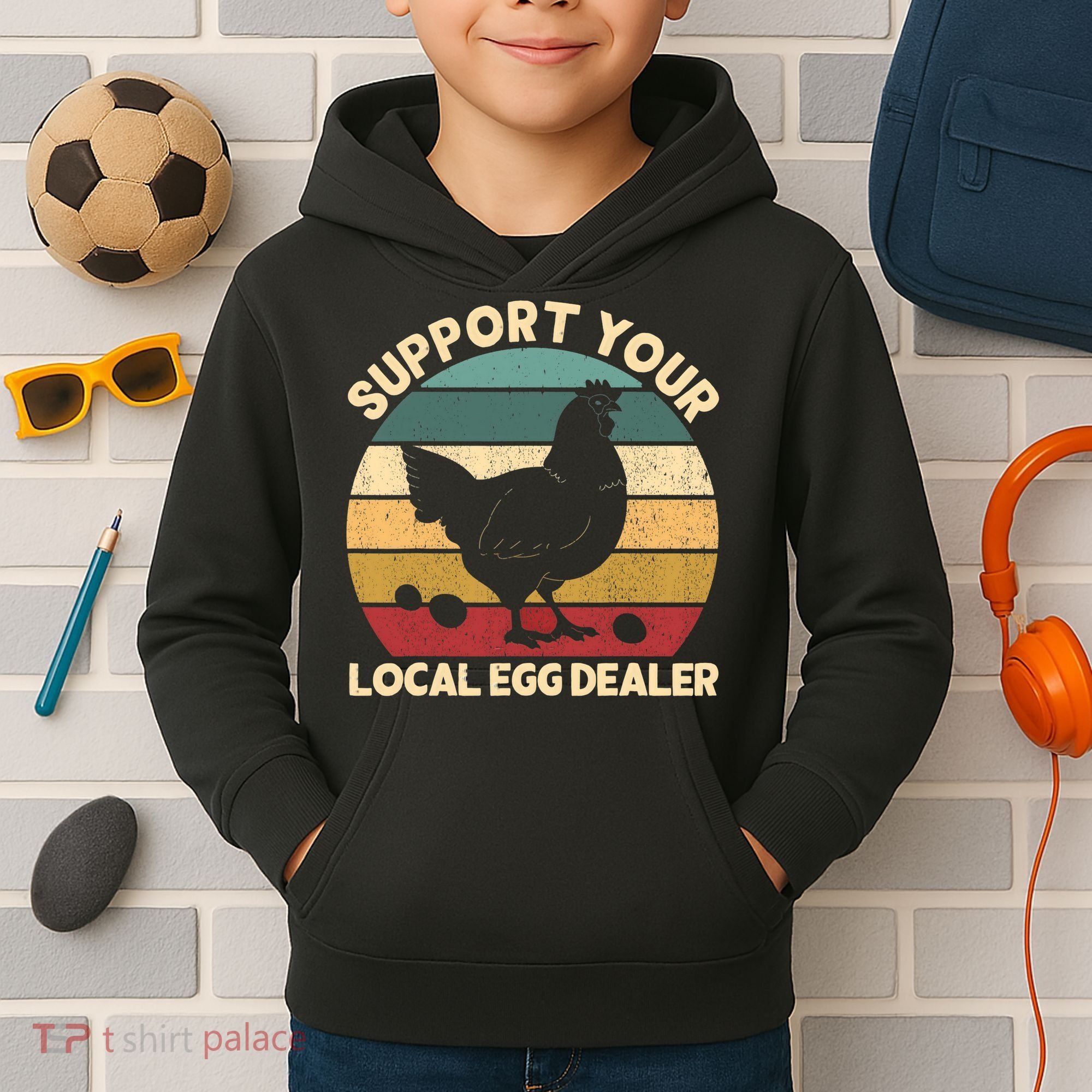 Support Your Local Egg Dealer Farmer Chicken Egg Lover Kids Hoodie