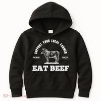 Support Your Local Farmer Cool Gift Eat Beef Farm Farming Gift Great Gift Kids Hoodie thumb 0