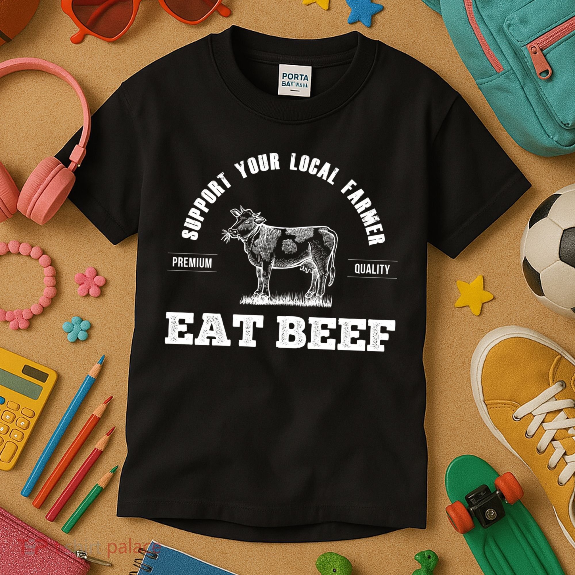 Support Your Local Farmer Cool Gift Eat Beef Farm Farming Gift Great Gift Kids T-Shirt
