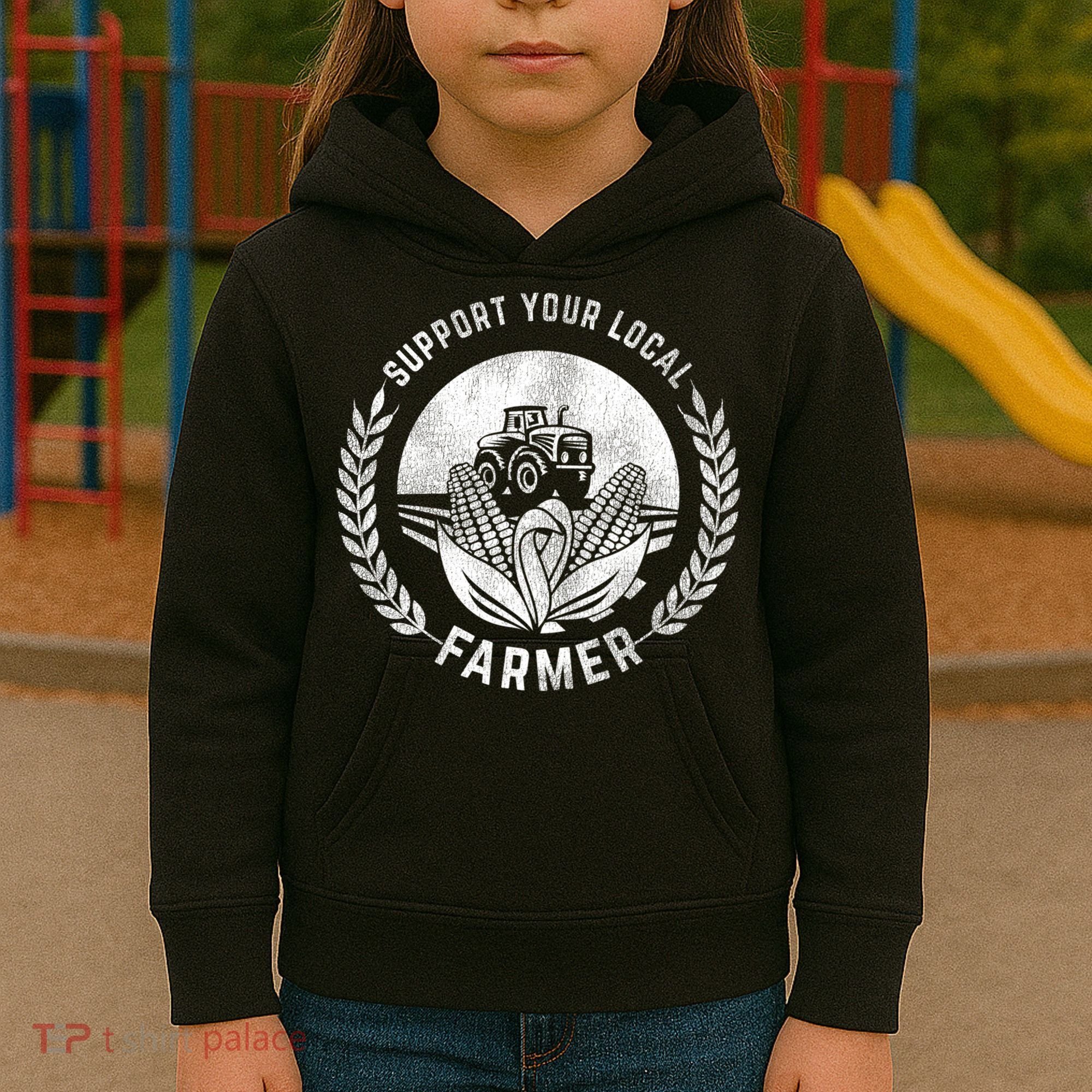 Support Your Local Farmer Gift Kids Hoodie
