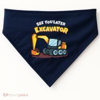 See You Later Excavator Heavy Equipment Digging Dozer Boy USA-Made Doggie Bandana thumb 0
