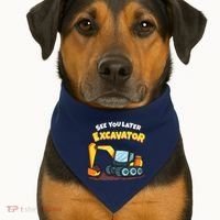 See You Later Excavator Heavy Equipment Digging Dozer Boy USA-Made Doggie Bandana thumb 1