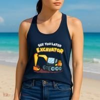 See You Later Excavator Heavy Equipment Digging Dozer Boy Women's Tank Top thumb 2