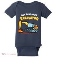 See You Later Excavator Heavy Equipment Digging Dozer Boy Baby Bodysuit thumb 0