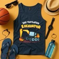 See You Later Excavator Heavy Equipment Digging Dozer Boy Tank Top thumb 4