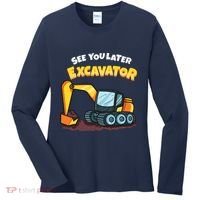 See You Later Excavator Heavy Equipment Digging Dozer Boy Women's Long Sleeve Shirt thumb 0