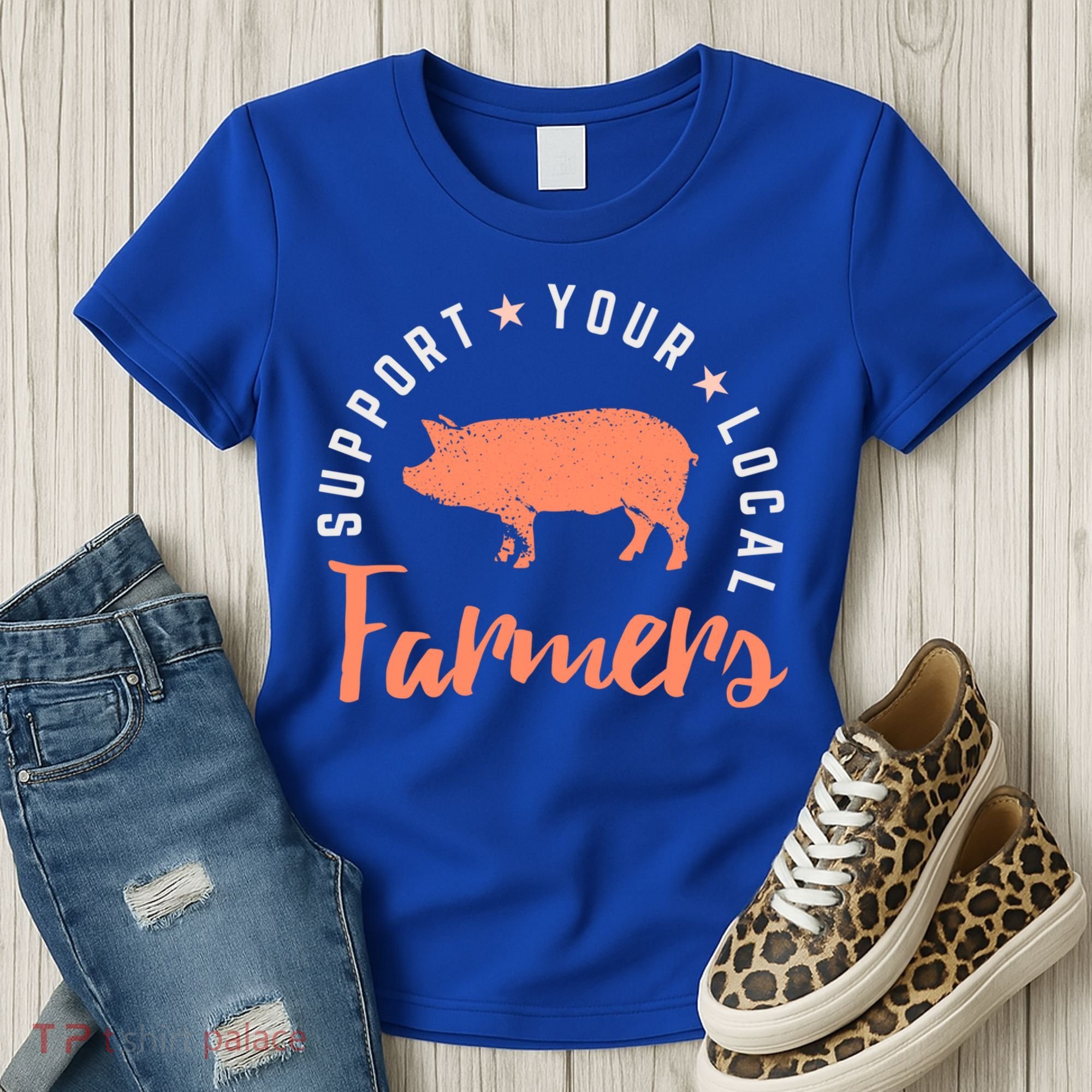Support Your Local Farmers (Pig) Funny Gift Farming Gift Cute Gift Women's T-Shirt