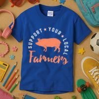 Support Your Local Farmers (Pig) Funny Gift Farming Gift Cute Gift Kids T-Shirt thumb 3