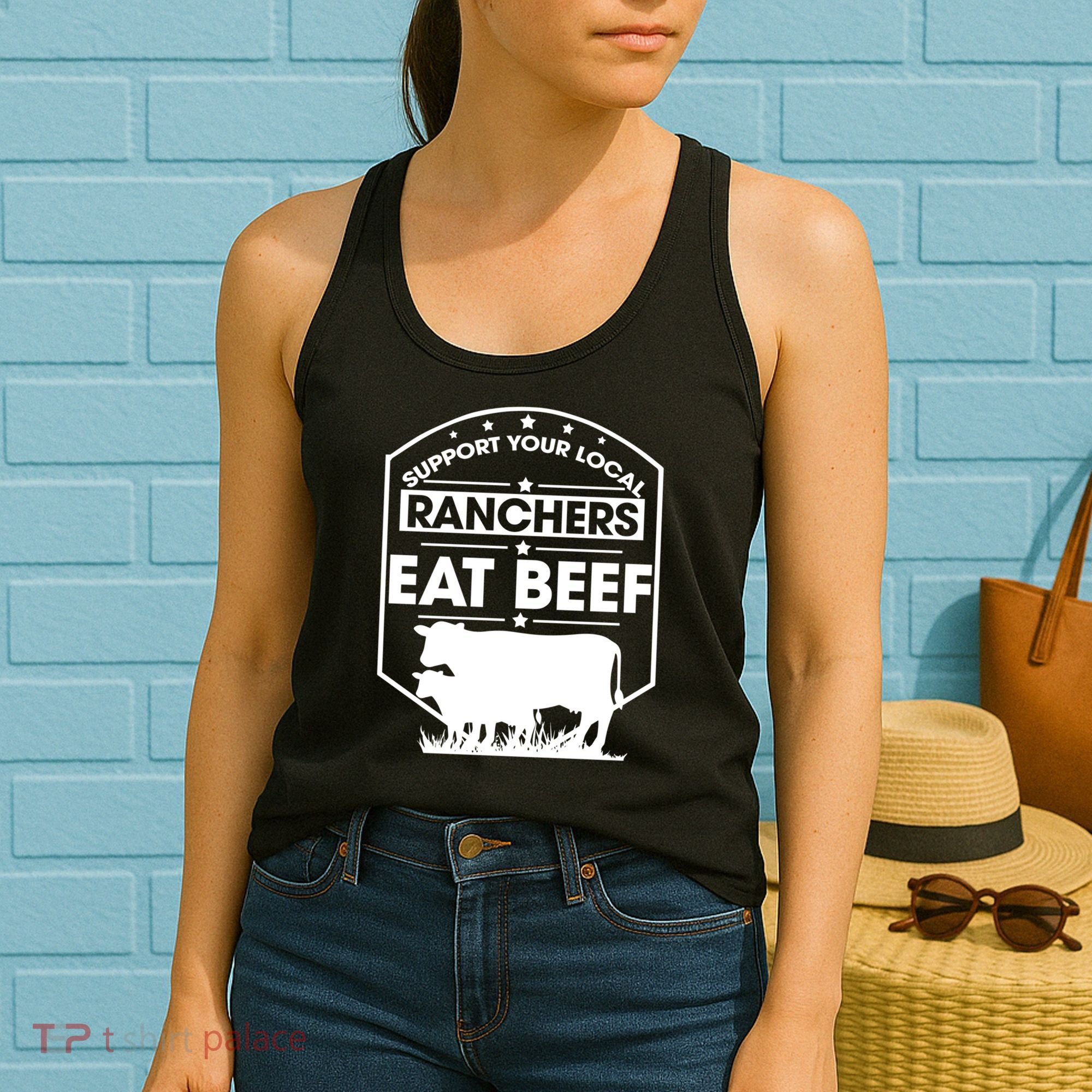 Support Your Local Ranchers Eat Beef Proud Farmer Present Gift Women's Tank Top