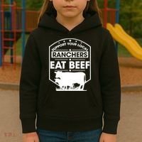 Support Your Local Ranchers Eat Beef Proud Farmer Present Gift Kids Hoodie thumb 3