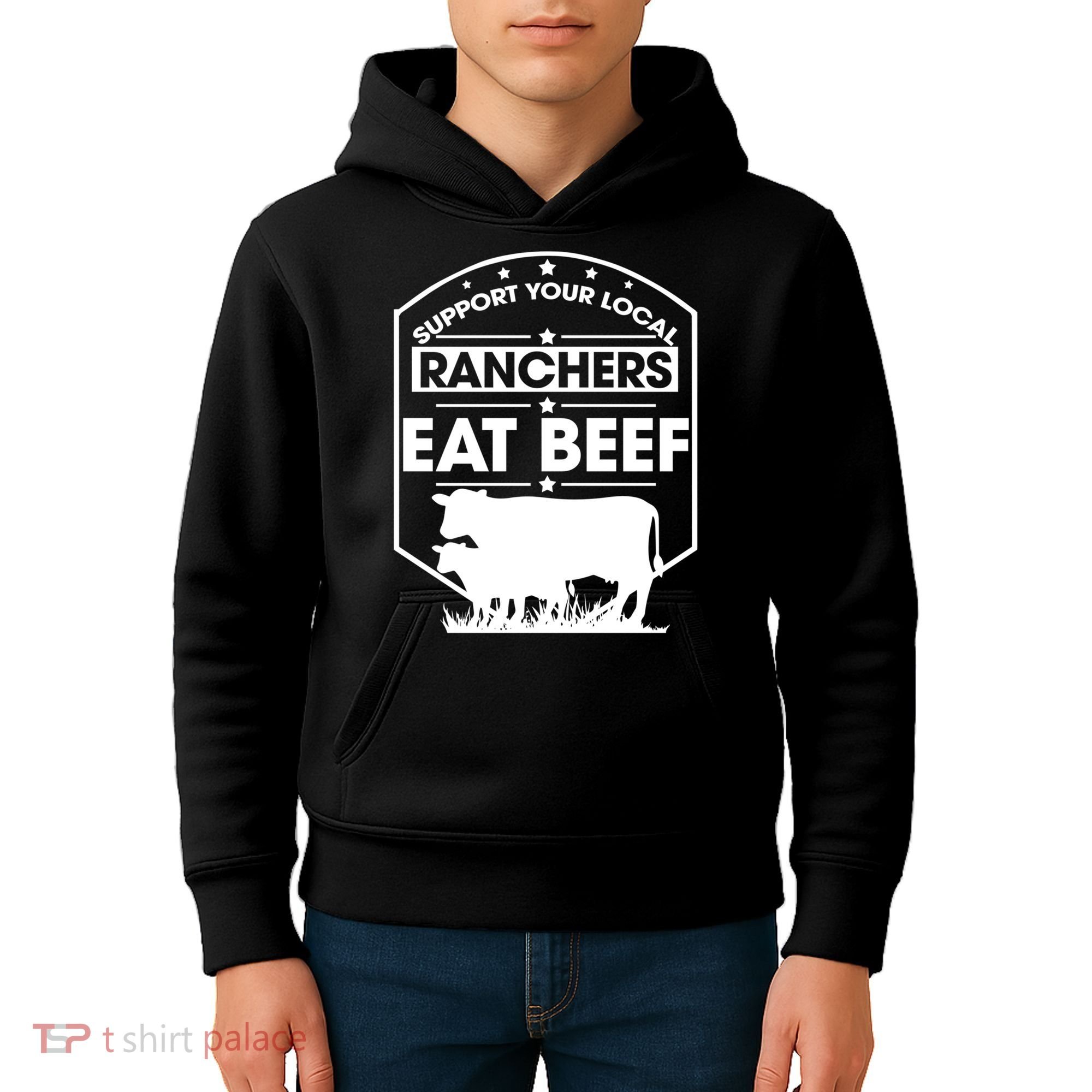 Support Your Local Ranchers Eat Beef Proud Farmer Present Gift Kids Hoodie