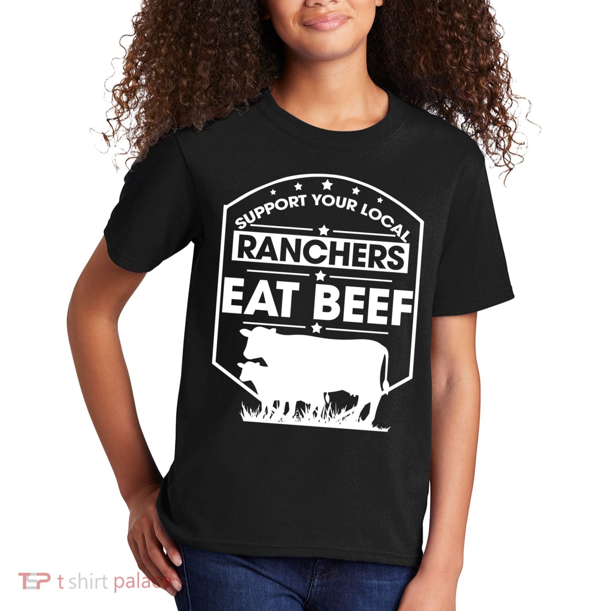 Support Your Local Ranchers Eat Beef Proud Farmer Present Gift Kids T-Shirt