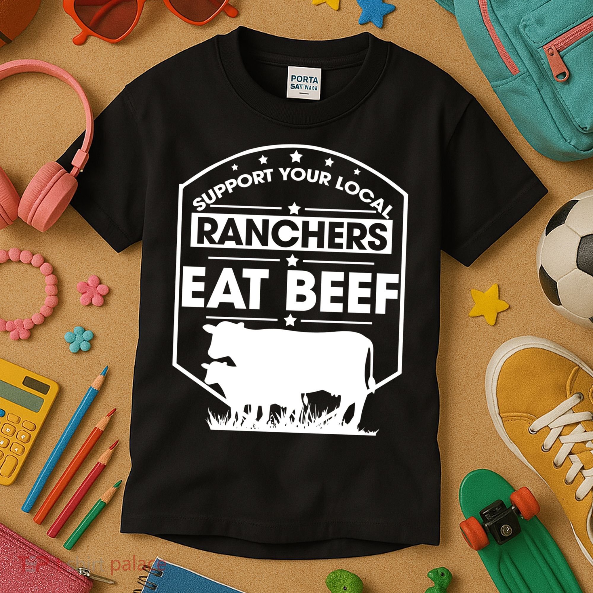 Support Your Local Ranchers Eat Beef Proud Farmer Present Gift Kids T-Shirt