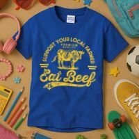 Support Your Local Farmer Eat Beef Gift Kids T-Shirt thumb 3