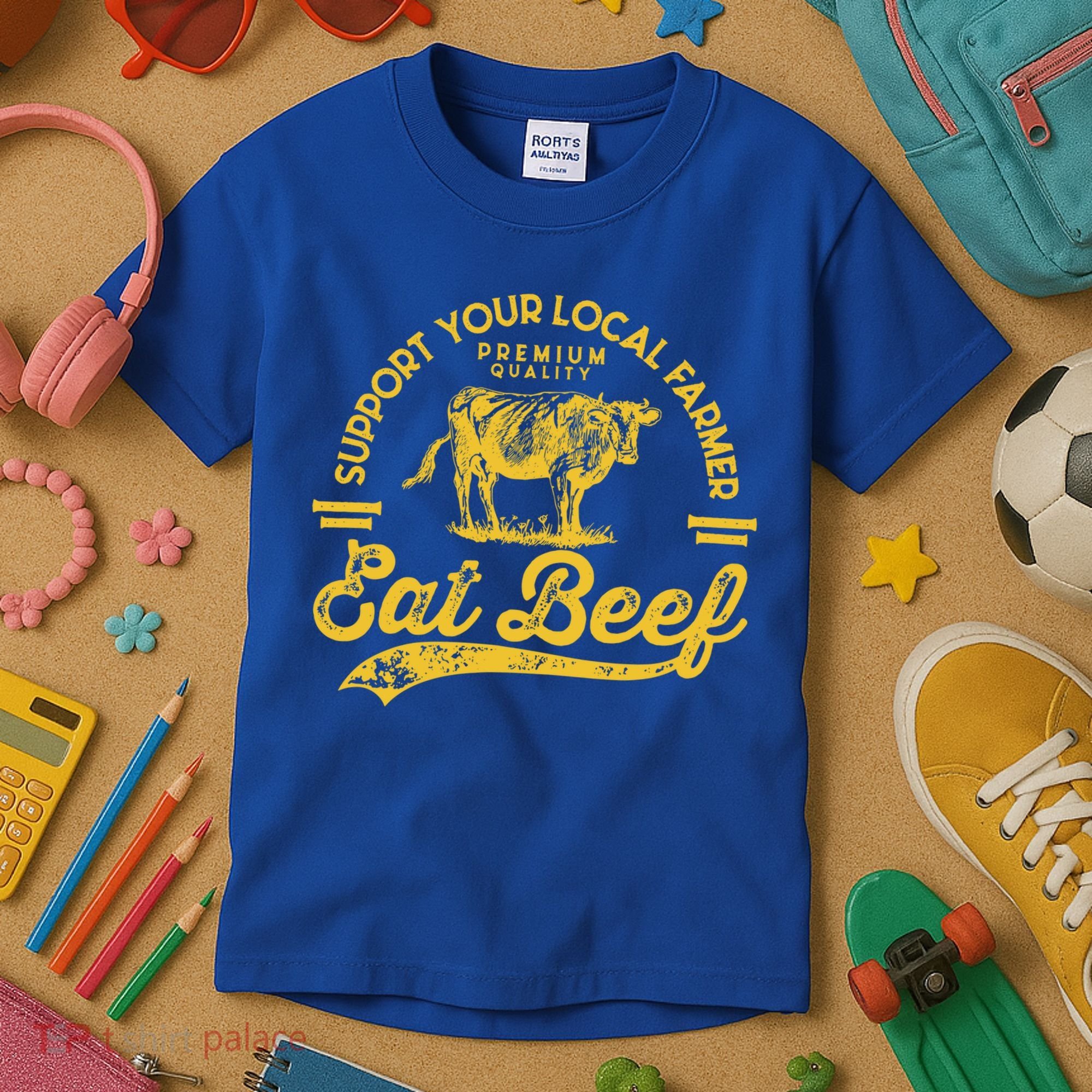 Support Your Local Farmer Eat Beef Gift Kids T-Shirt
