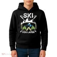 Ski You Later Skiing Winter Sport Kids Hoodie thumb 4