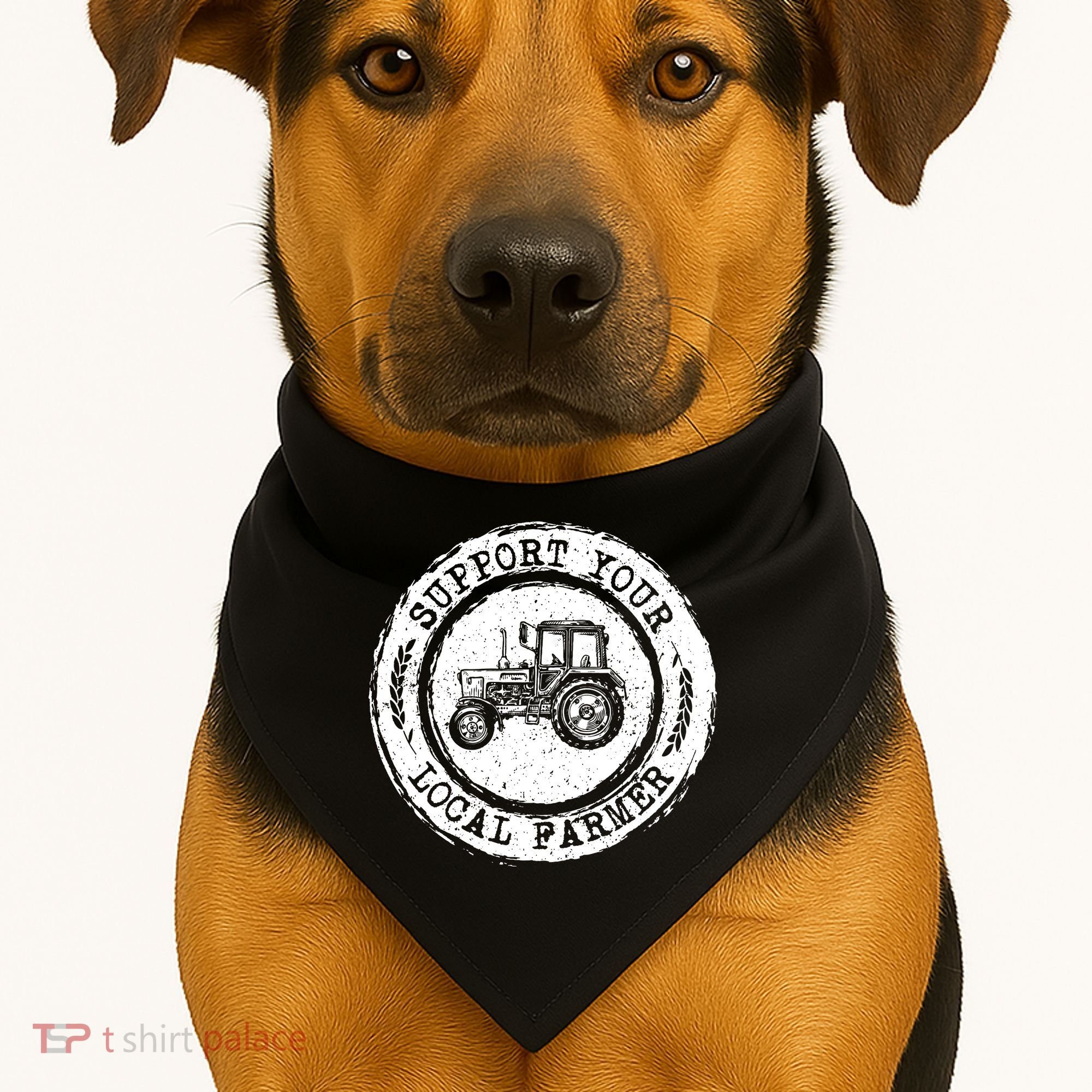 Support Your Local Farmer Letter Print Tractors Farming Gift USA-Made Doggie Bandana