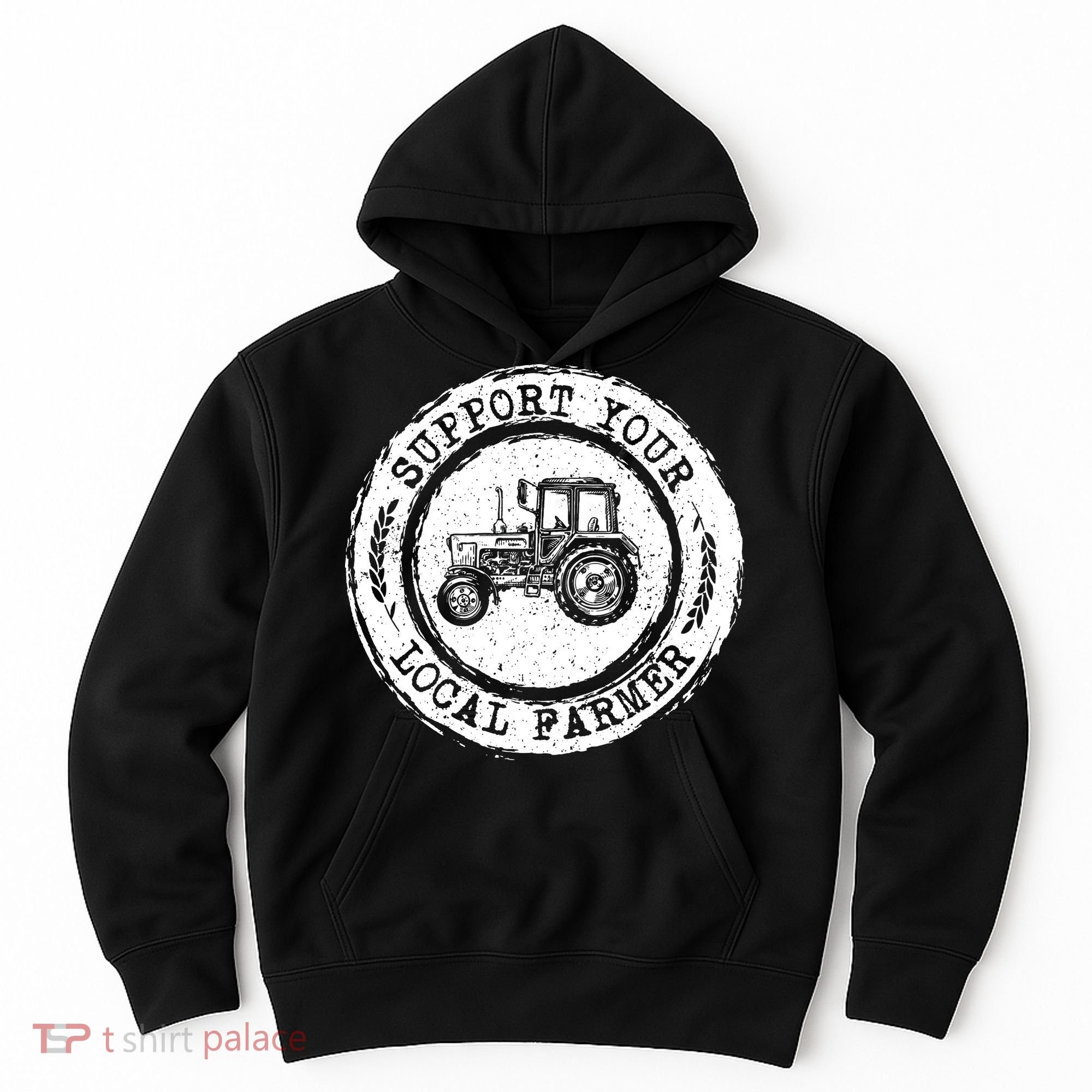 Support Your Local Farmer Letter Print Tractors Farming Gift Hoodie