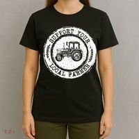 Support Your Local Farmer Letter Print Tractors Farming Gift T-Shirt thumb 4