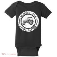 Support Your Local Farmer Letter Print Tractors Farming Gift Baby Bodysuit thumb 0