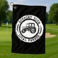Support Your Local Farmer Letter Print Tractors Farming Gift Golf Towel thumb 1