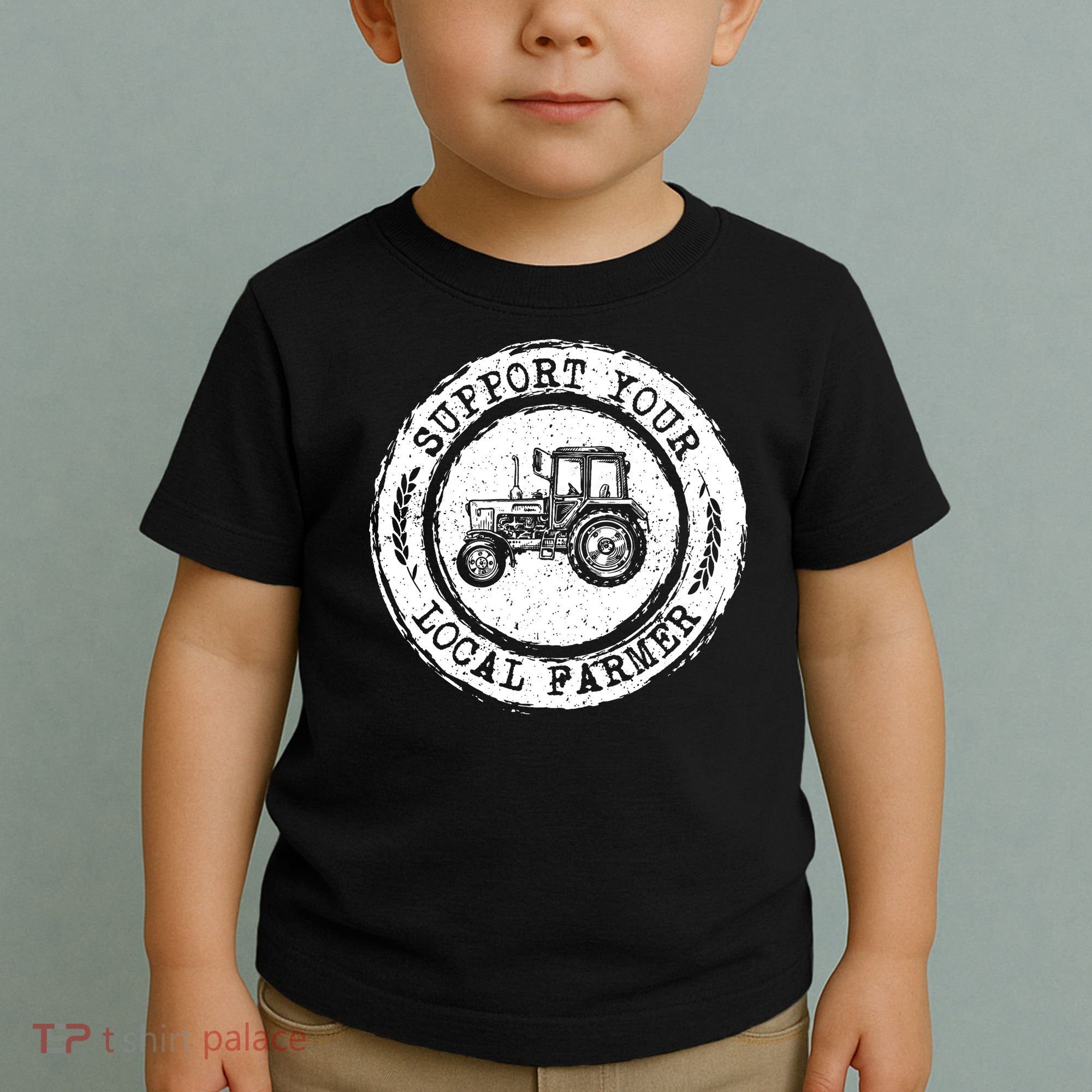 Support Your Local Farmer Letter Print Tractors Farming Gift Toddler T-Shirt