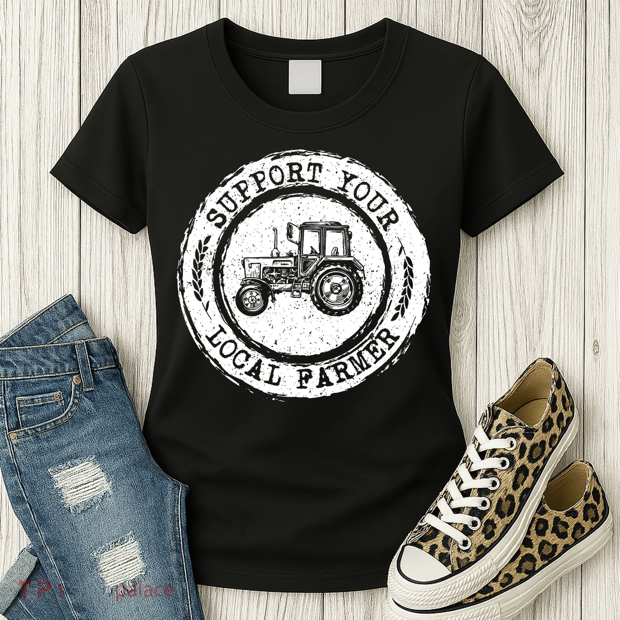 Support Your Local Farmer Letter Print Tractors Farming Gift Women's T-Shirt