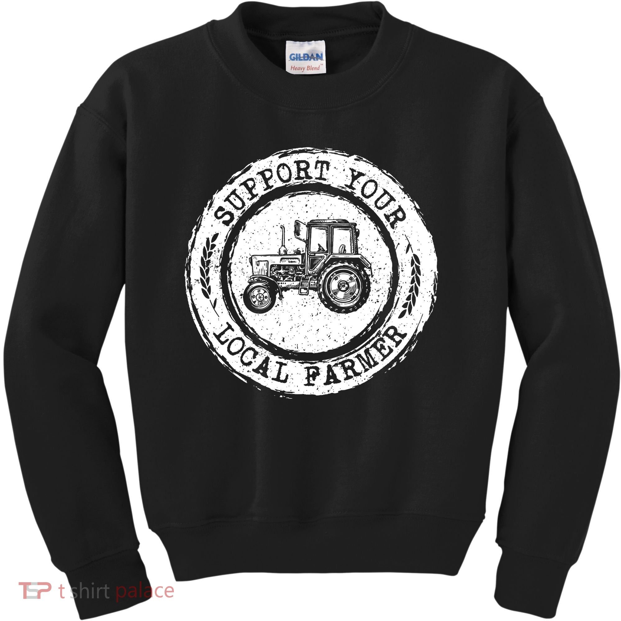 Support Your Local Farmer Letter Print Tractors Farming Gift Kids Sweatshirt