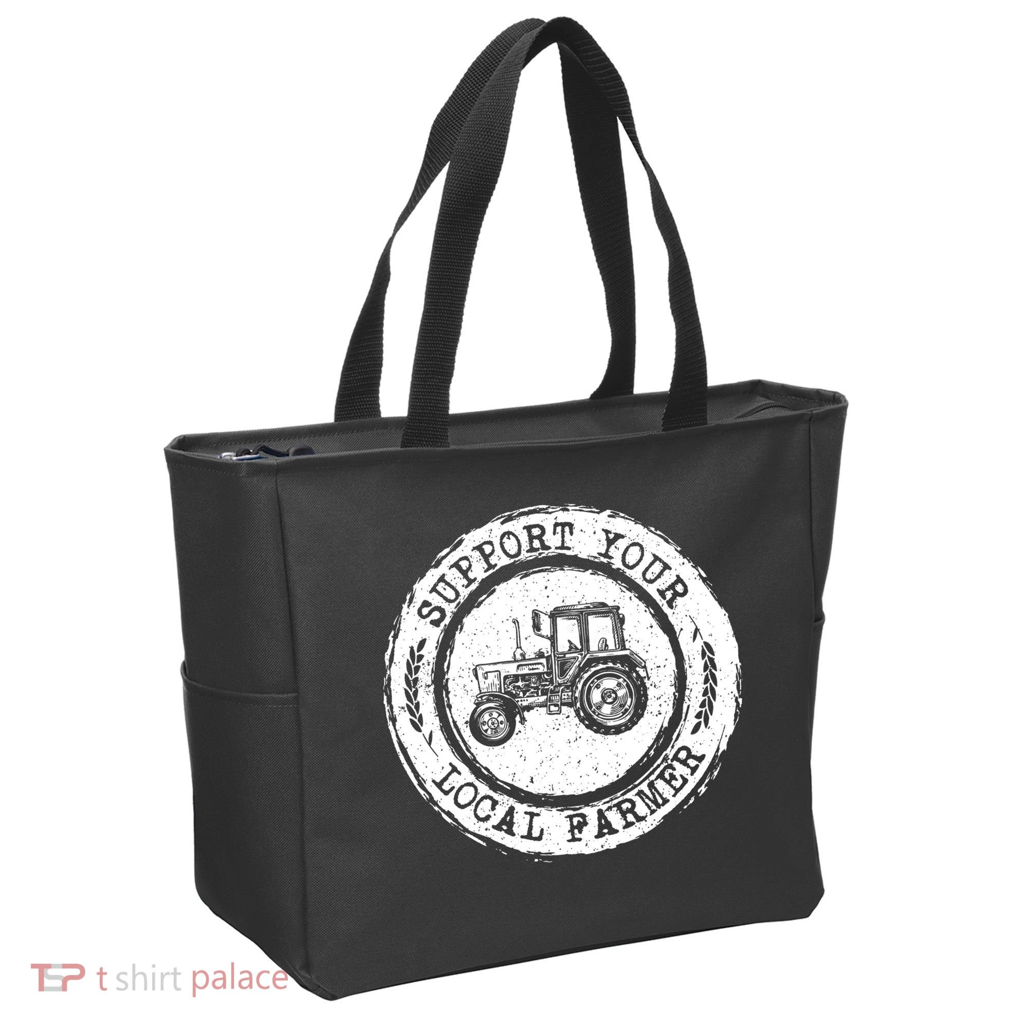 Support Your Local Farmer Letter Print Tractors Farming Gift Tote Bag