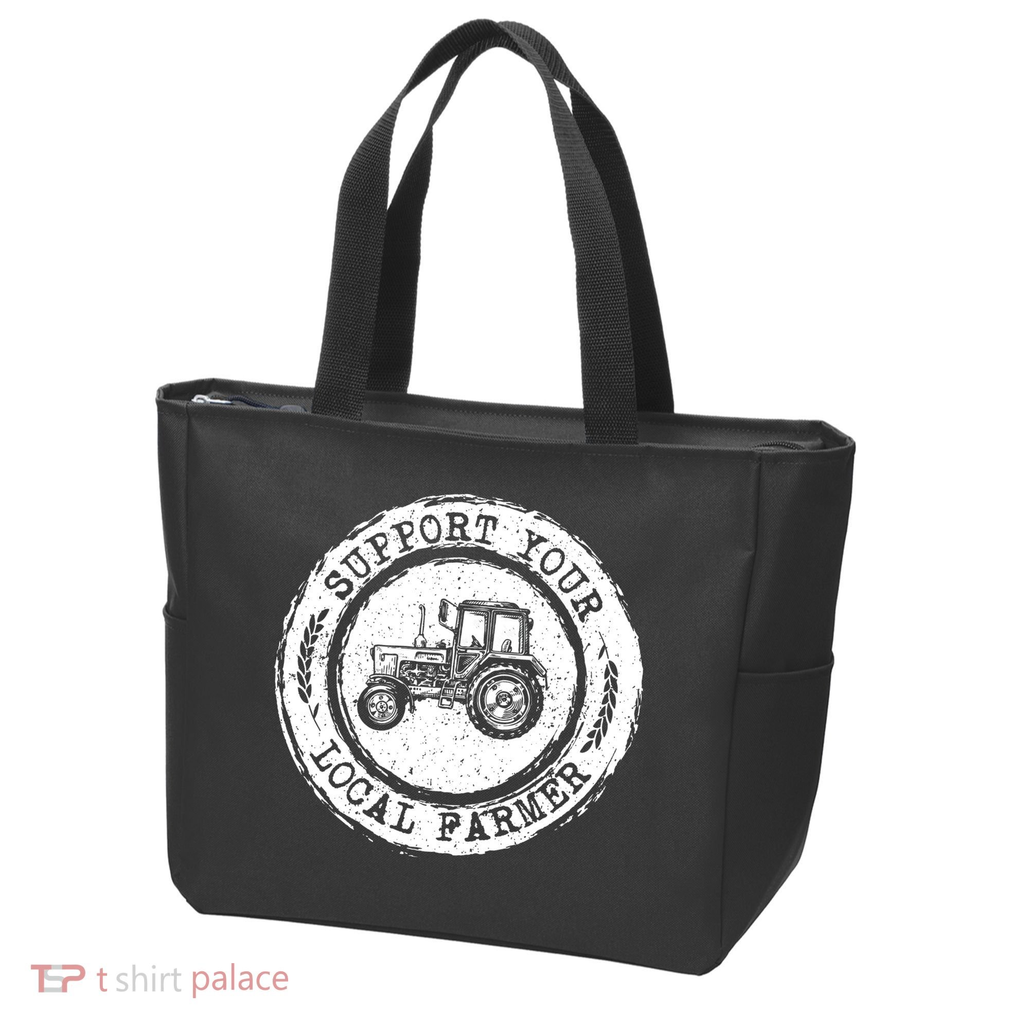 Support Your Local Farmer Letter Print Tractors Farming Gift Tote Bag