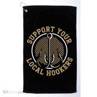 Support Your Local Hookers Fishing Fisherman Master Baiter Golf Towel thumb 0
