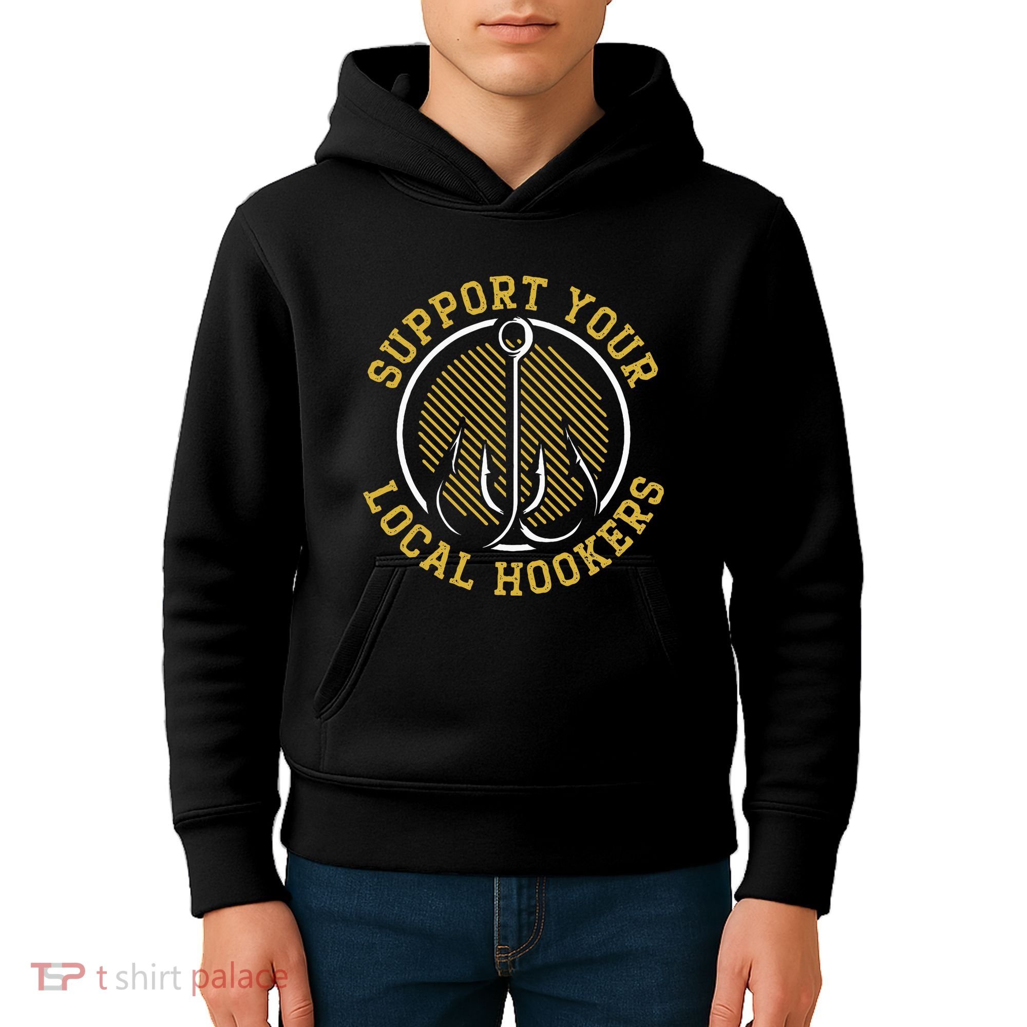 Support Your Local Hookers Fishing Fisherman Master Baiter Kids Hoodie