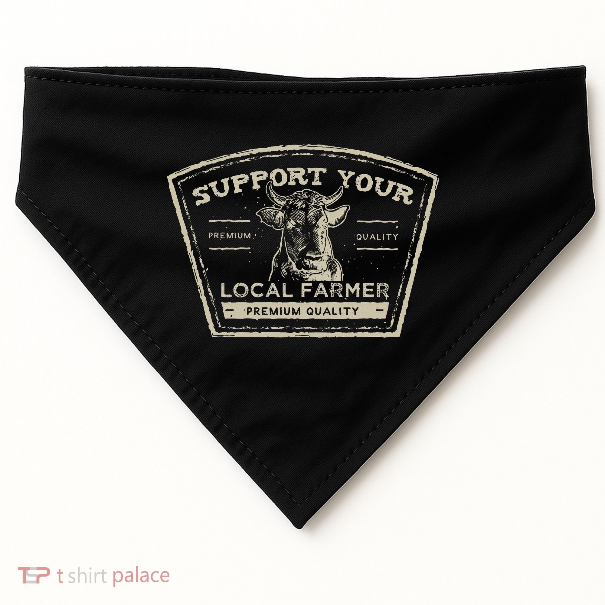 Support Your Local Farmer Eat Beef USA-Made Doggie Bandana