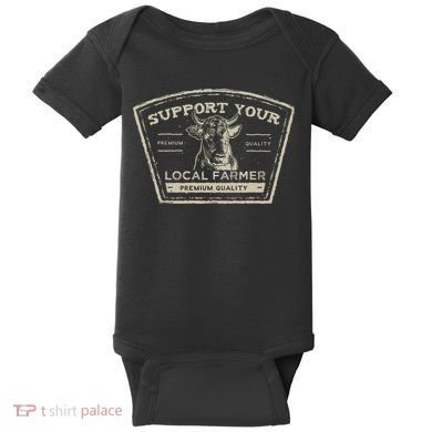 Support Your Local Farmer Eat Beef Baby Bodysuit