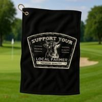 Support Your Local Farmer Eat Beef Golf Towel thumb 1