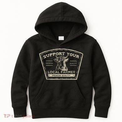 Support Your Local Farmer Eat Beef Kids Hoodie