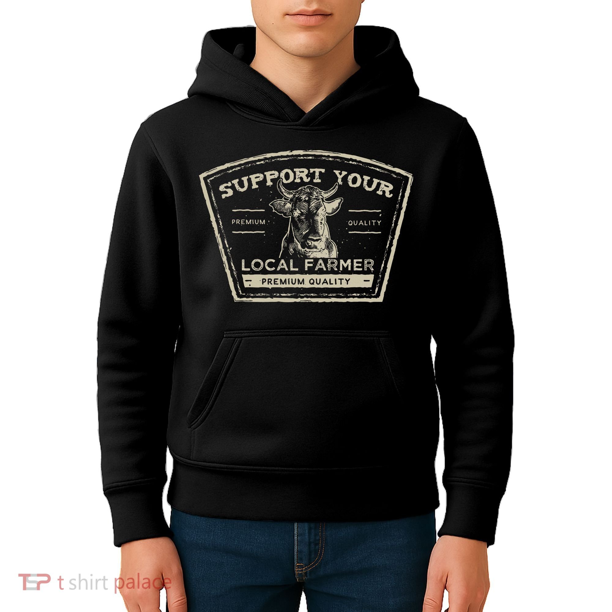 Support Your Local Farmer Eat Beef Kids Hoodie