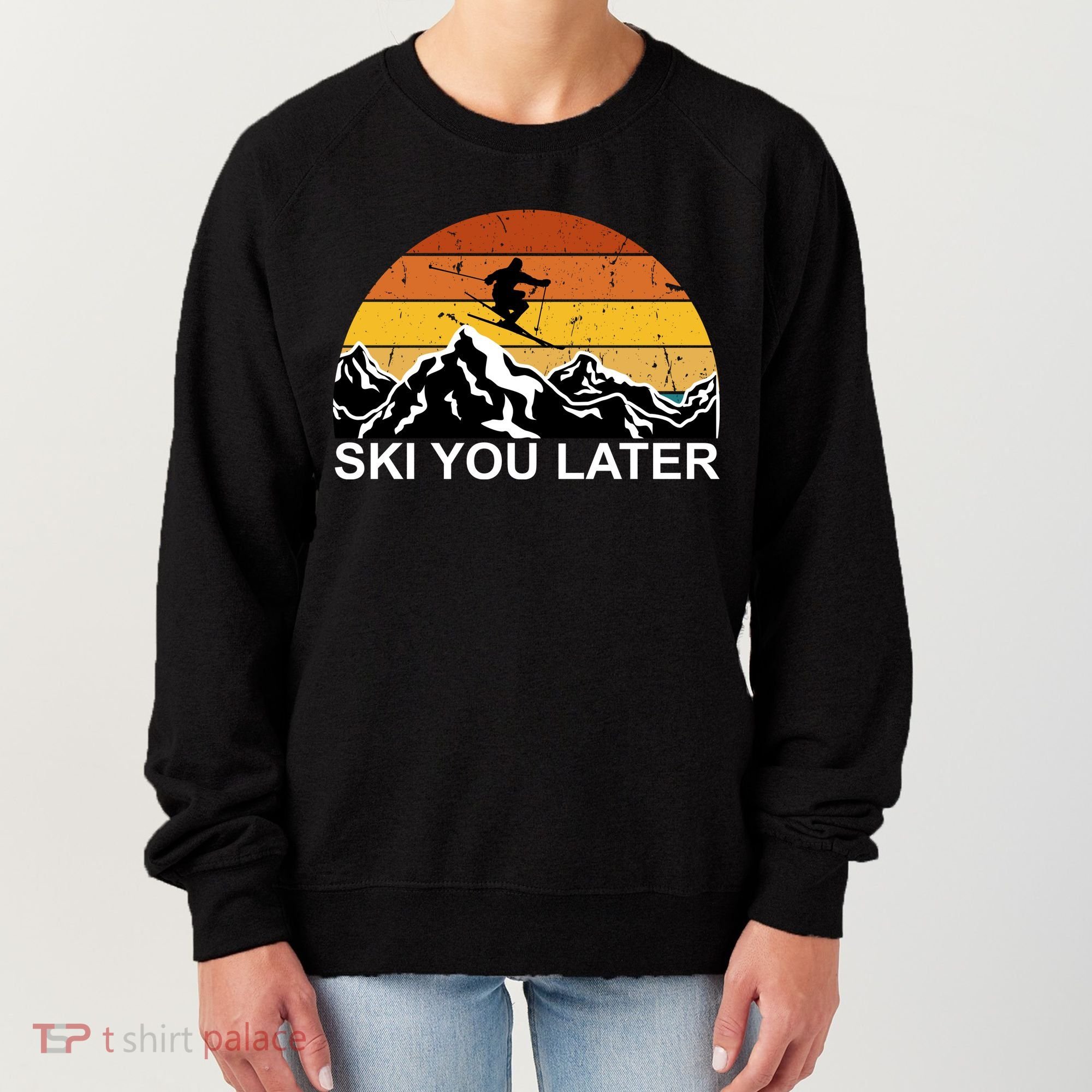Ski You Later Skiing Retro Sunset Mountain Women's Sweatshirt