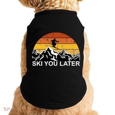 Ski You Later Skiing Retro Sunset Mountain Doggie Tank