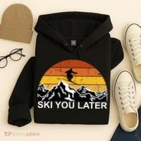 Ski You Later Skiing Retro Sunset Mountain Hoodie thumb 4