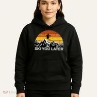 Ski You Later Skiing Retro Sunset Mountain Hoodie thumb 5