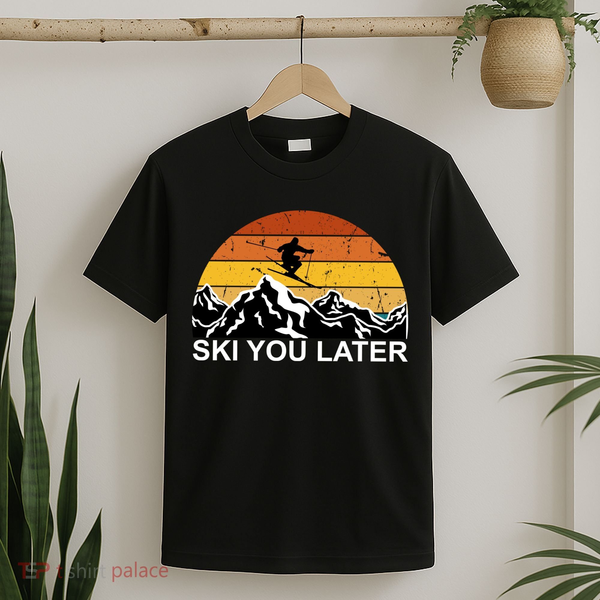 Ski You Later Skiing Retro Sunset Mountain T-Shirt